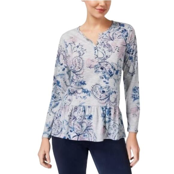 Style & Co Floral Peplum Henley Top NWT Sz 0X - Picture 10 of 10